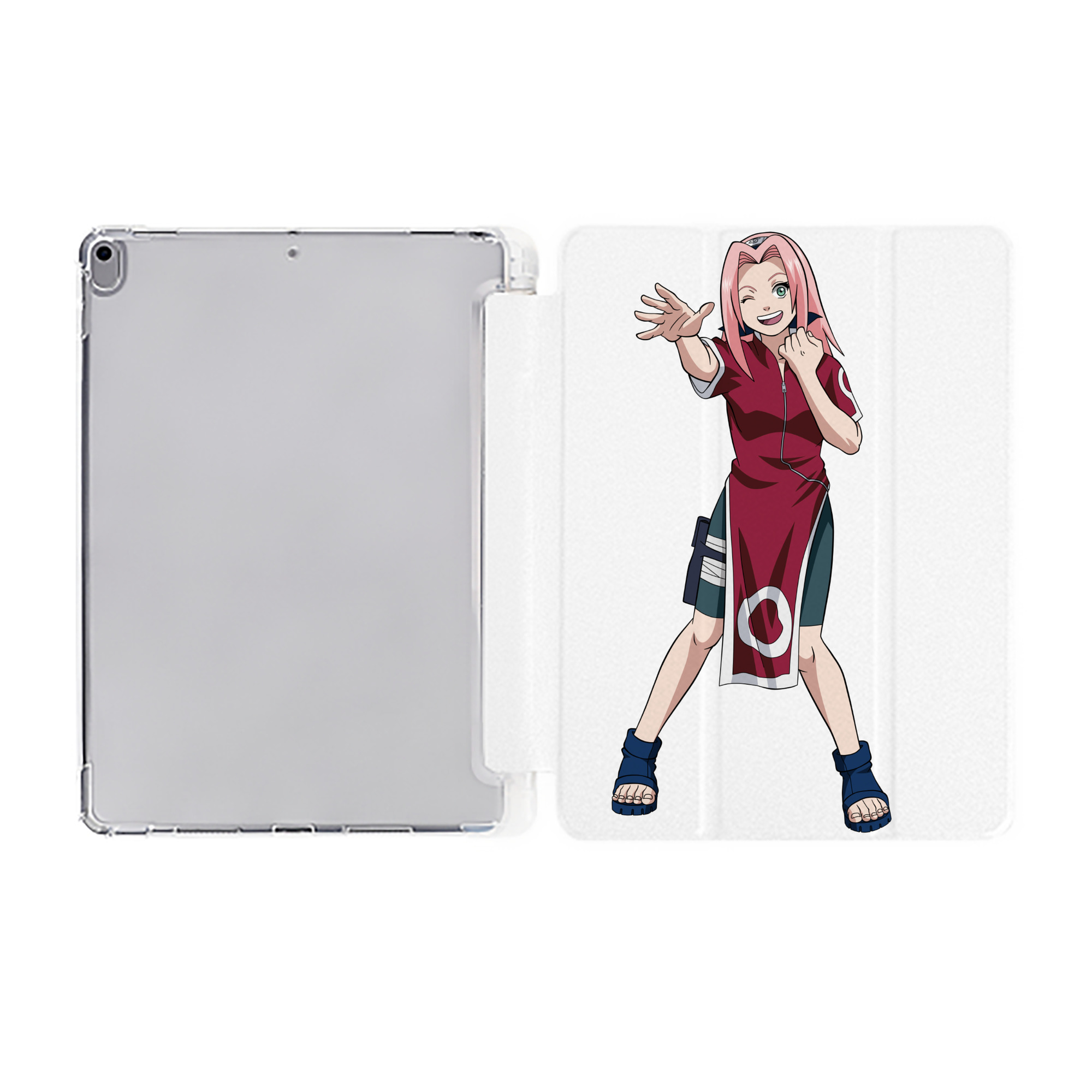 （画像用） NARUTO -ナルト- 春野サクラ Haruno Sakura IPad ケース ペン収納付き 三つ折りスタンド PUレザー×シリコン 対応機種9.5/10.5/10.9インチ